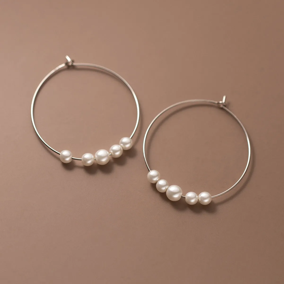 Big Pearl Hoop Earrings-SH052