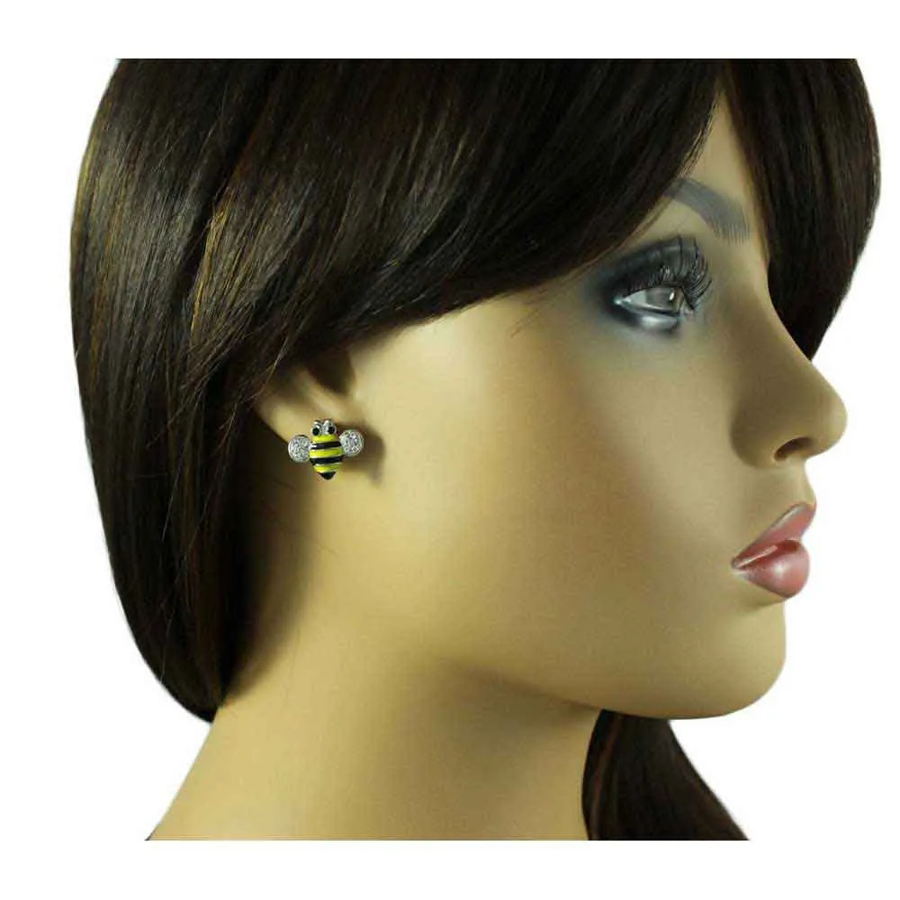 Black and Yellow Bee with Pierced Earring - REE141Y