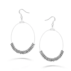 BLACK CRYSTAL EARRINGS #ER1325 SILVER BLACK (LG7)