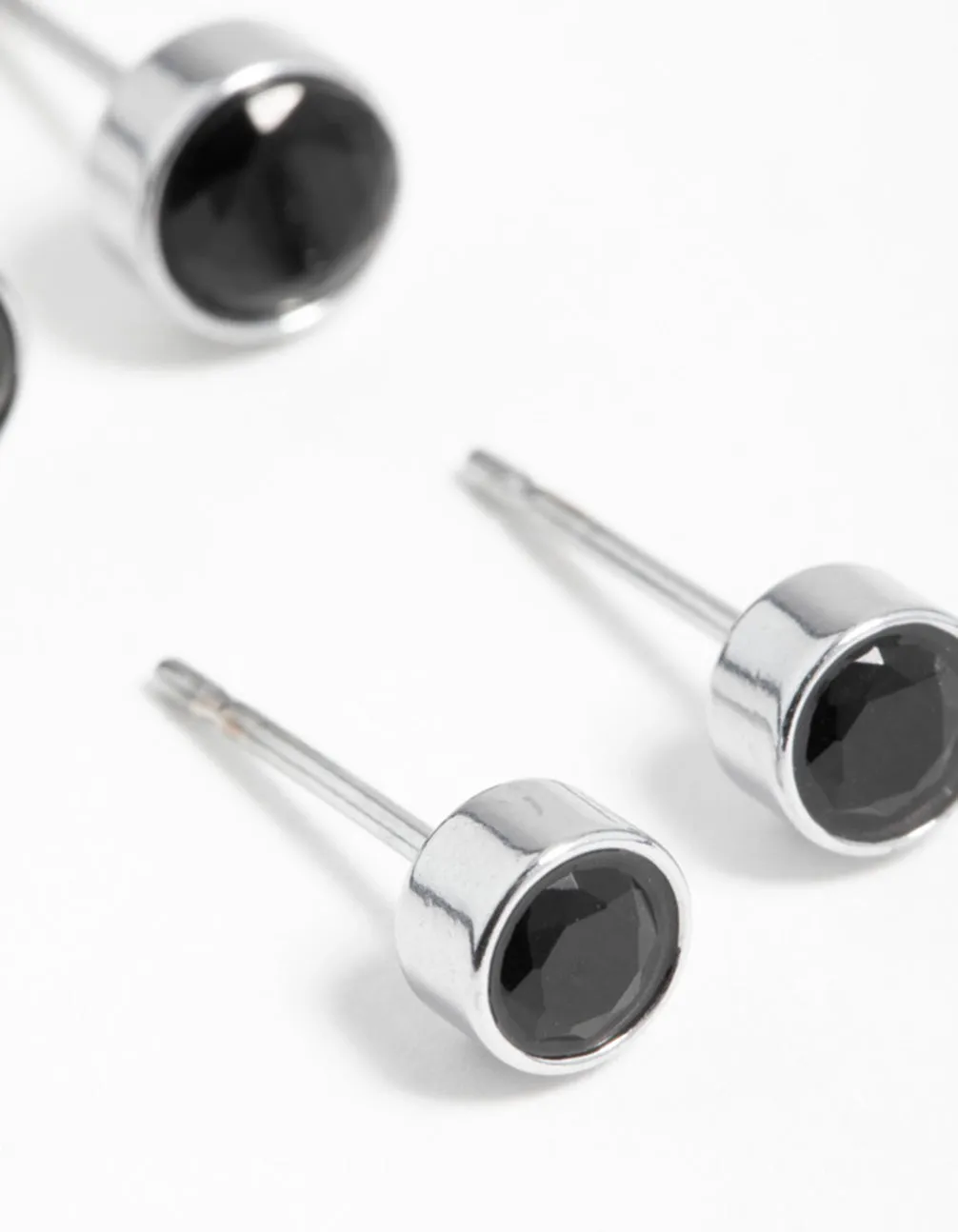 Black Cubic Zirconia Bezel Stud Earrings 2-Pack