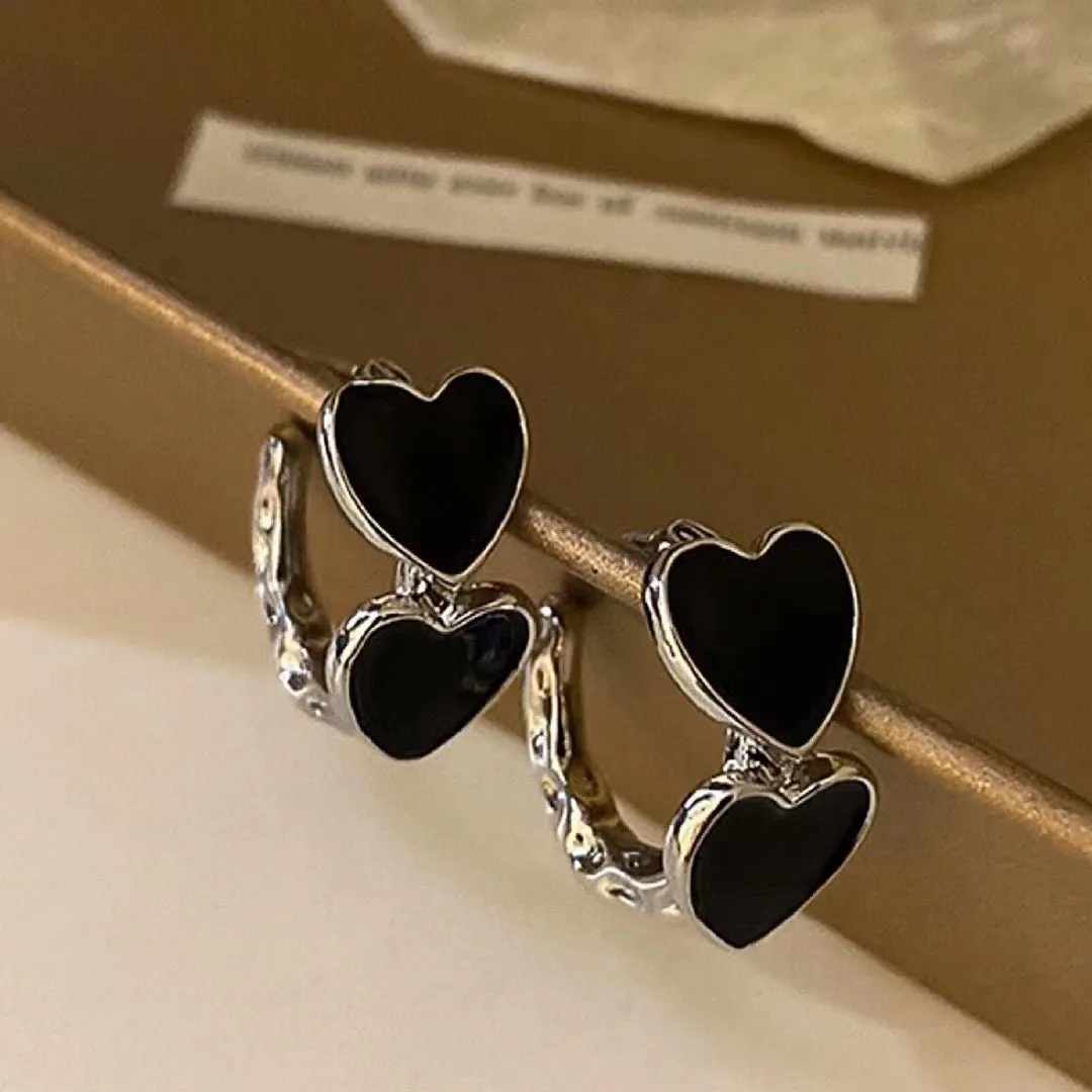 Black Heart Earrings