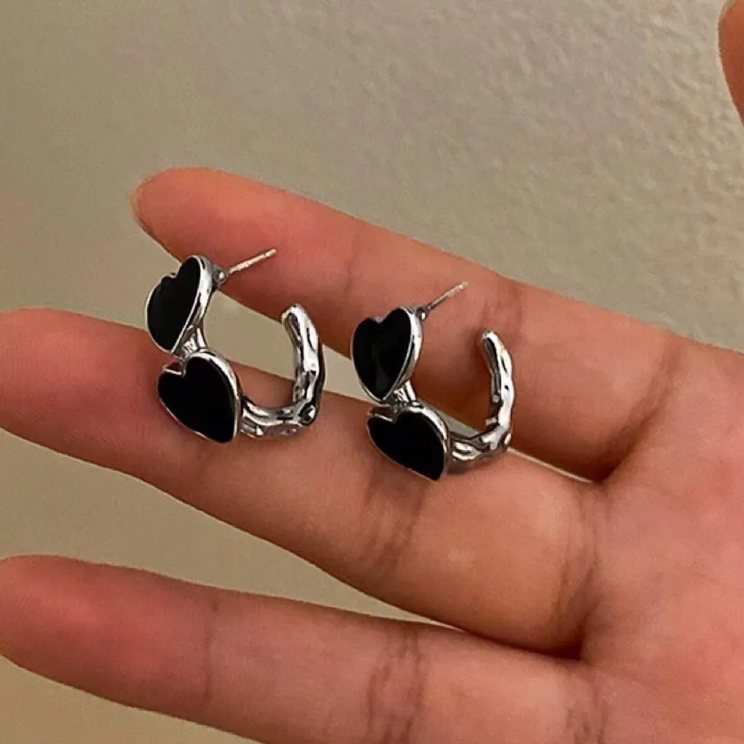 Black Heart Earrings