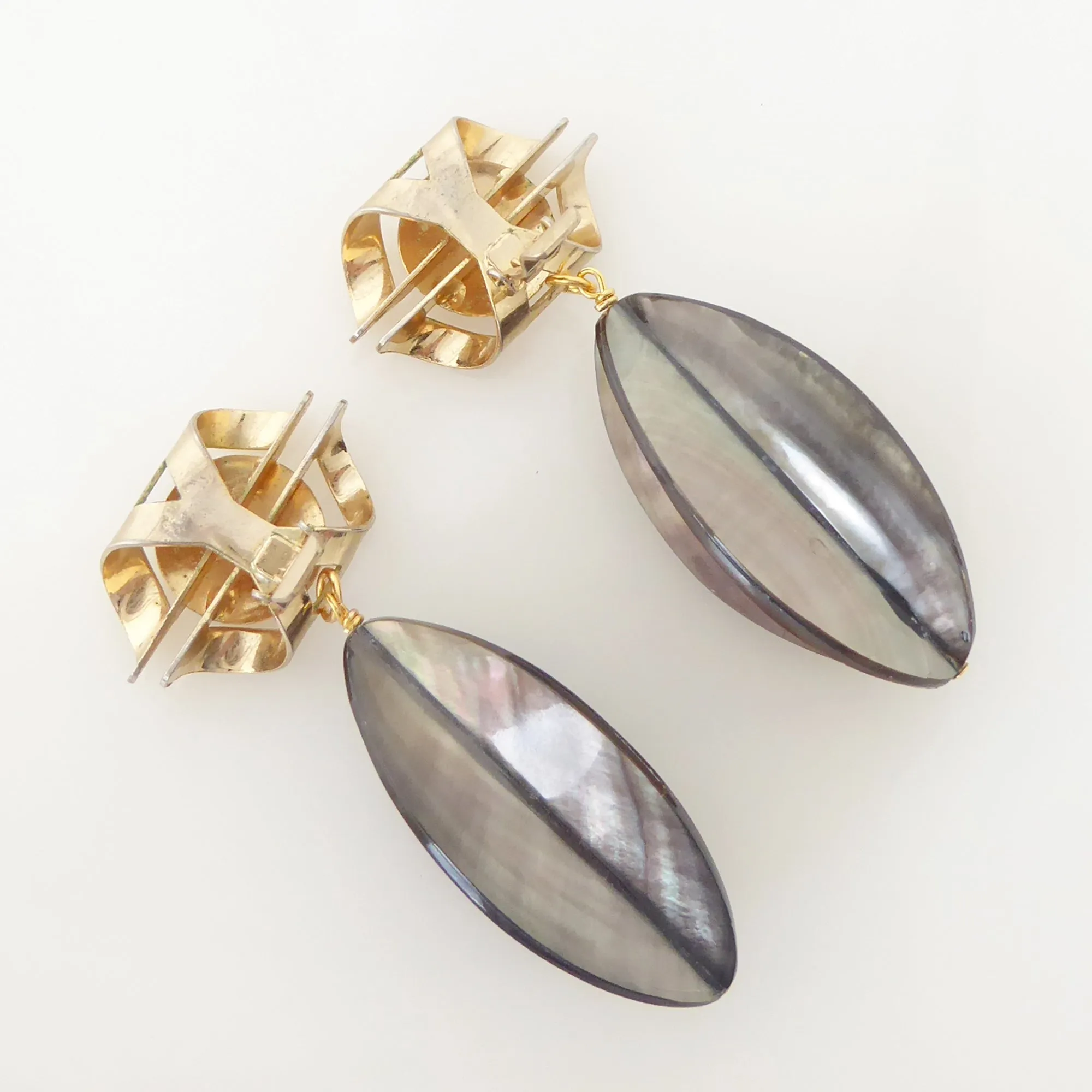 Black lip oyster shell earrings