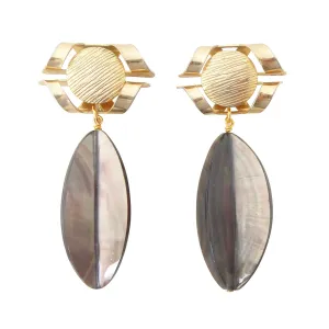 Black lip oyster shell earrings