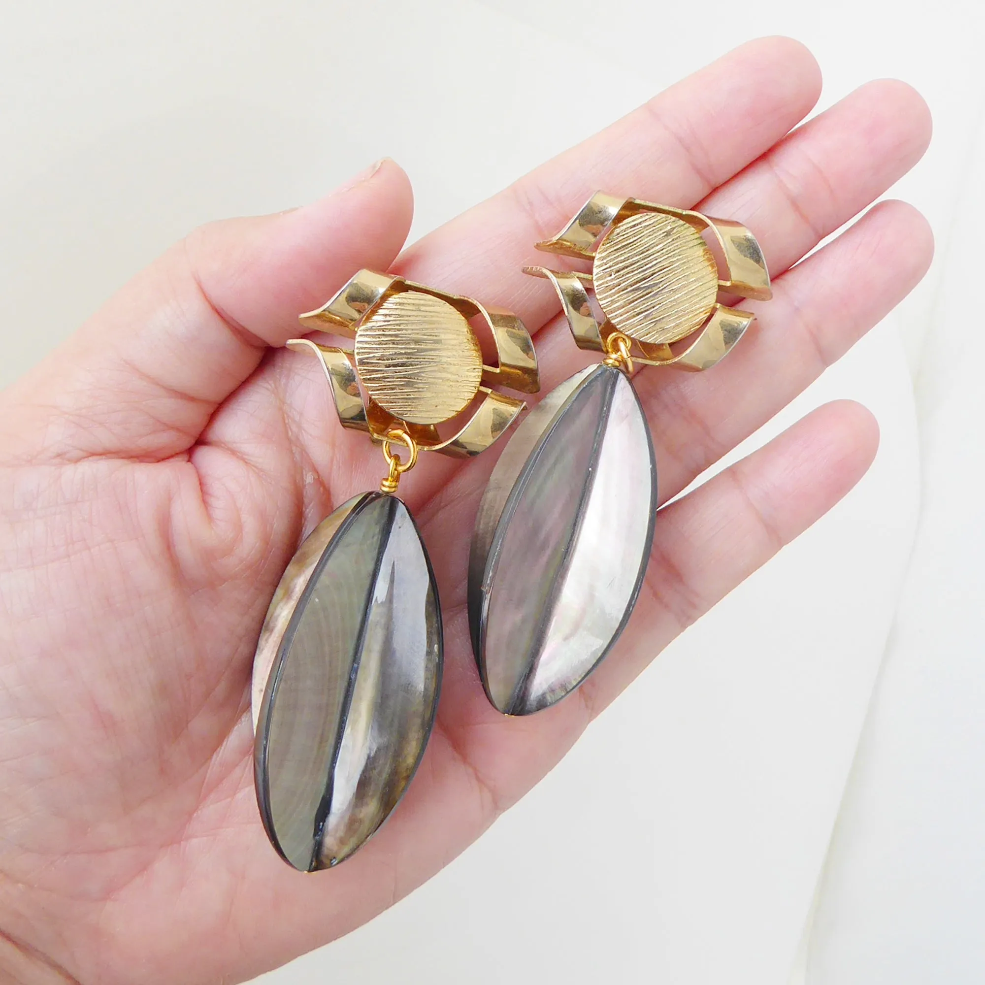 Black lip oyster shell earrings