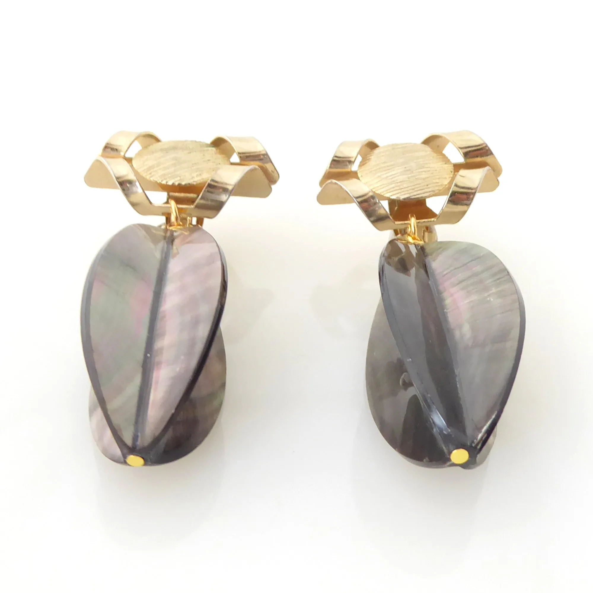 Black lip oyster shell earrings