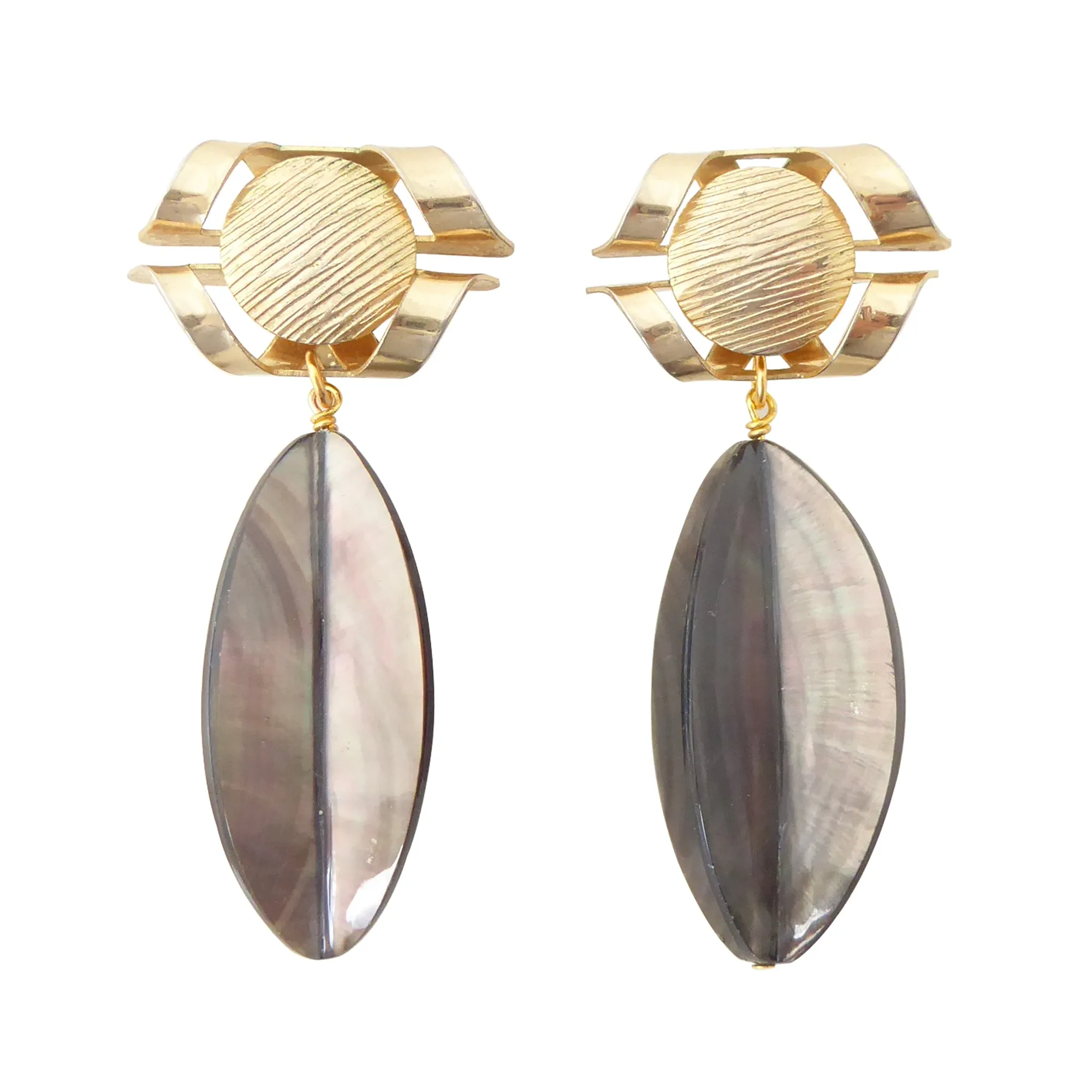 Black lip oyster shell earrings