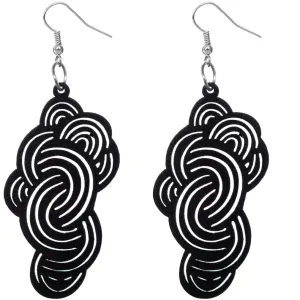 Black Swirly Cloud Wooden Earrings