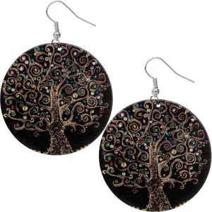 Black Tree of Life Wooden Earrings