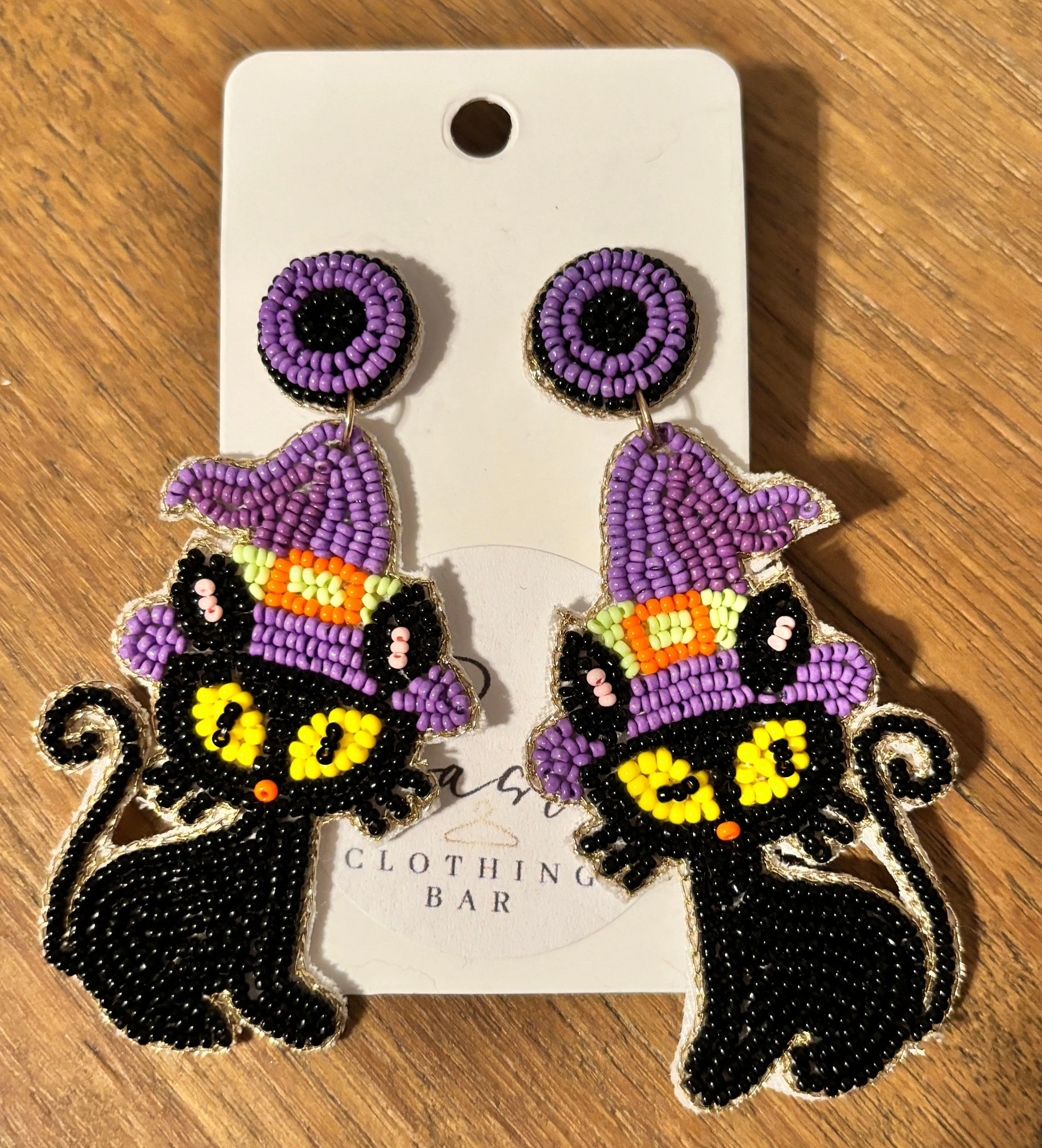 Black witch cat beaded Halloween Earrings (Copy)