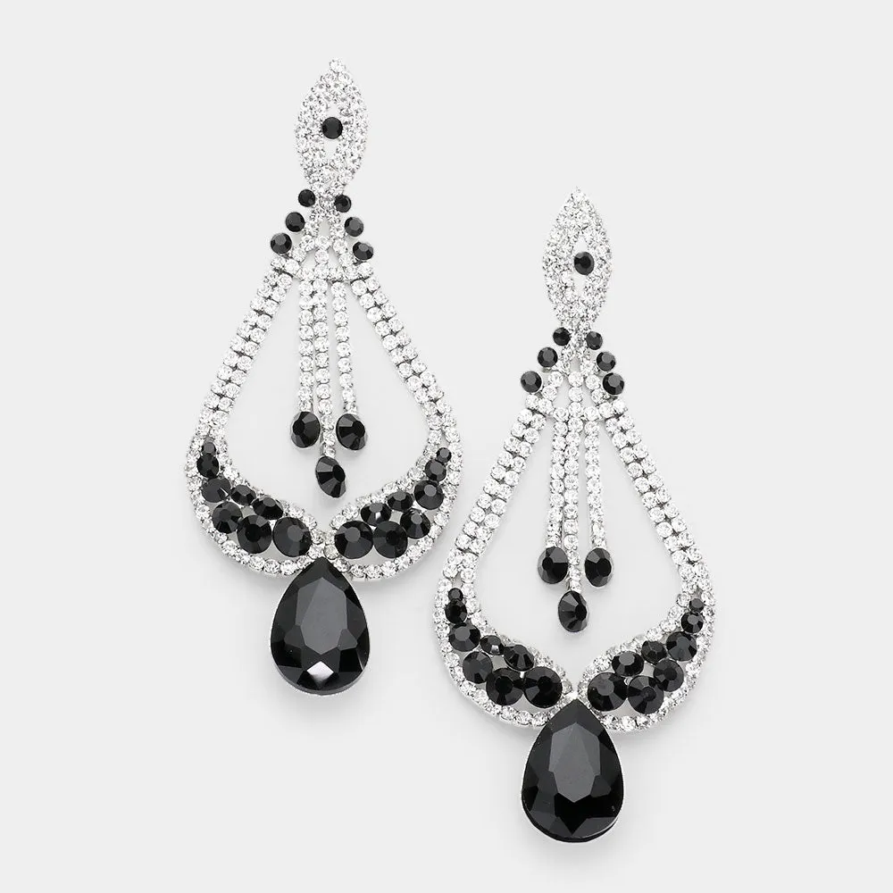 Black/Clear Crystal Pageant Earrings  | "Miss America" | 507965
