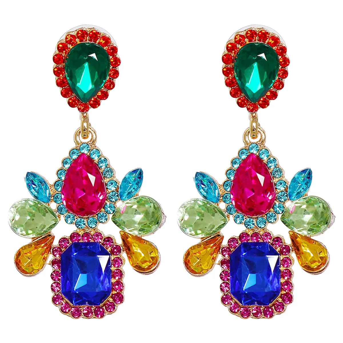 Blue Crystal & Cubic Zirconia Cushion-Cut Drop Earrings
