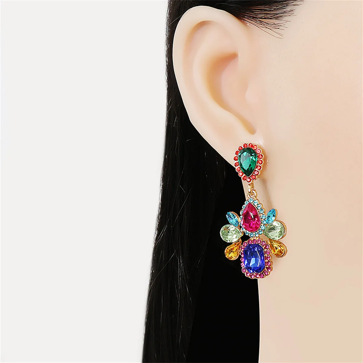 Blue Crystal & Cubic Zirconia Cushion-Cut Drop Earrings