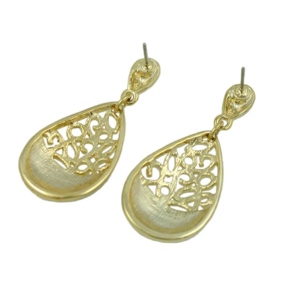 Blue Enamel and Crystal Filigree Teardrop Dangle Earring - REE404BL