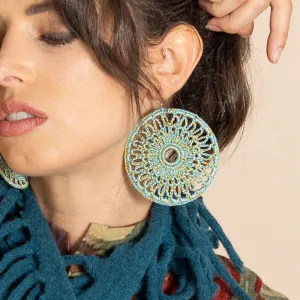 blue gold hoop earrings