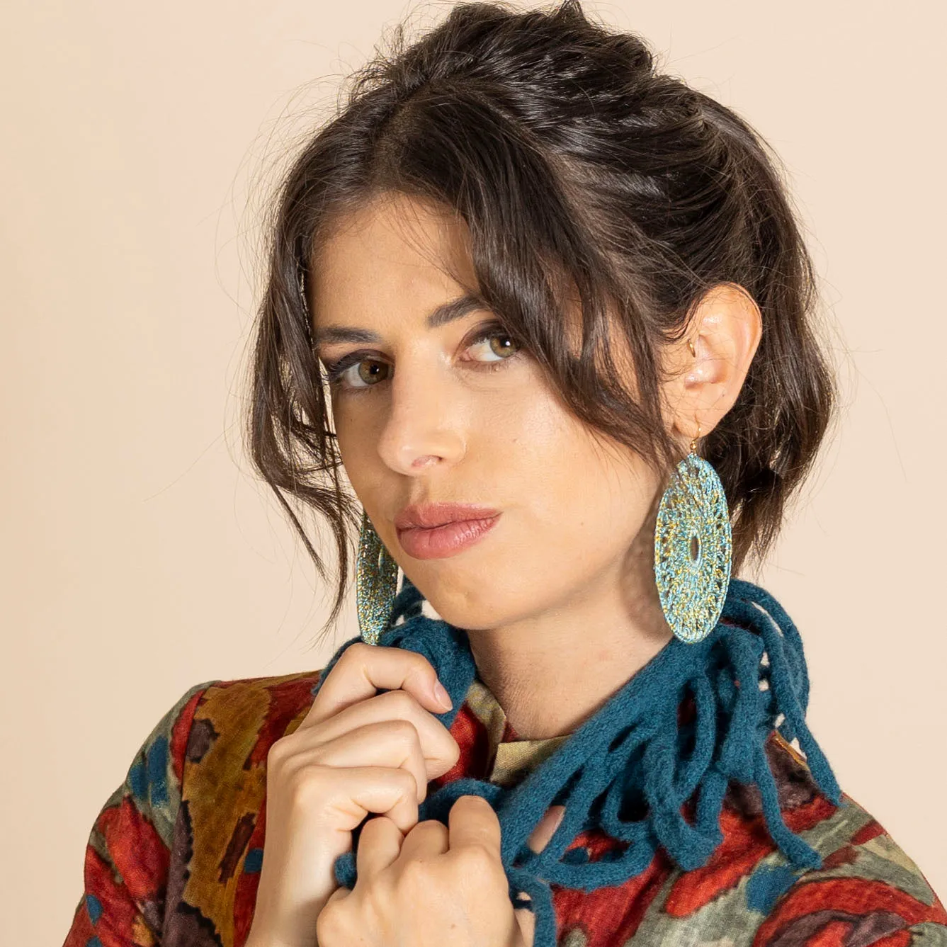 blue gold hoop earrings