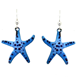 Blue-Knobbed Starfish Earrings, Sterling Silver Earwires, Item# 1660