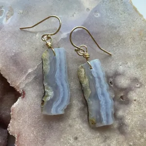 Blue Lace Agate Earrings Gold filled
