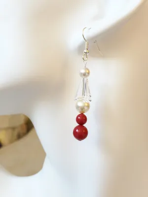 Blue-Pink or Red-White Crystal Cone Earrings - Alice (Blue or Red)