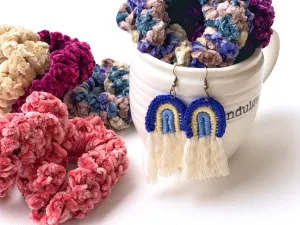 Blue Rainbow   Tassel Earrings