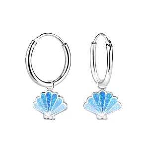 Blue Seashell Hoop