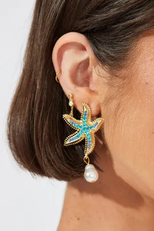 Blue Starfish Earrings