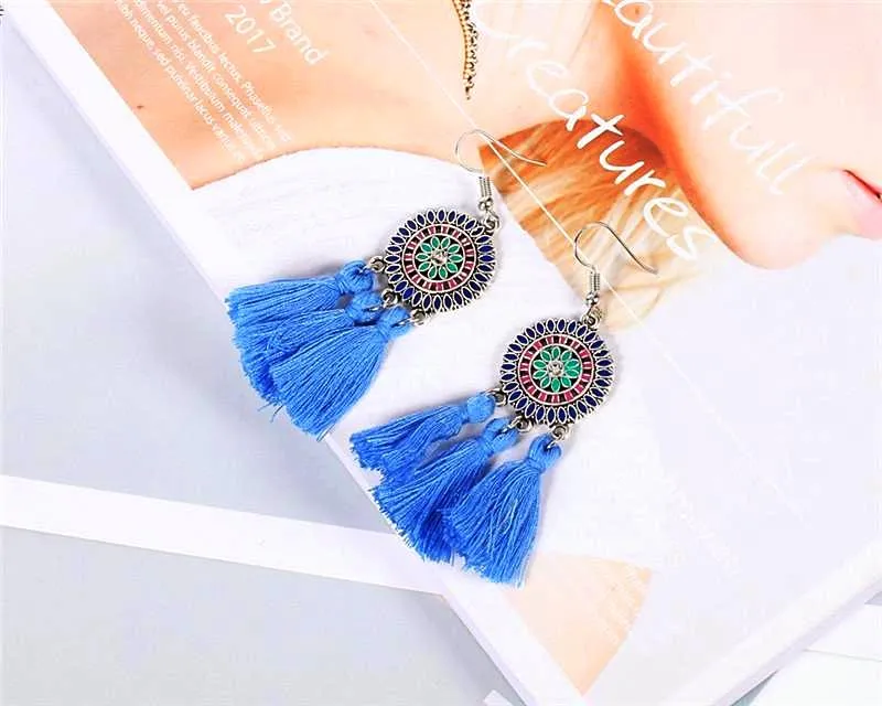 Blue Tassel Earrings