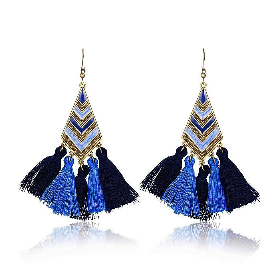 Blue Tassel Earrings