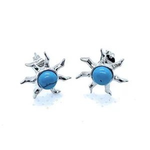 Blue Turquoise Gem Sun Earrings (#bje001)