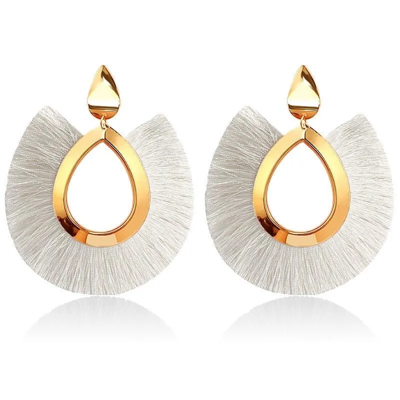 Bohemian Big Tassel Dangle Drop Earrings for Women Statement Wedding Red Fringe Female EarringsA