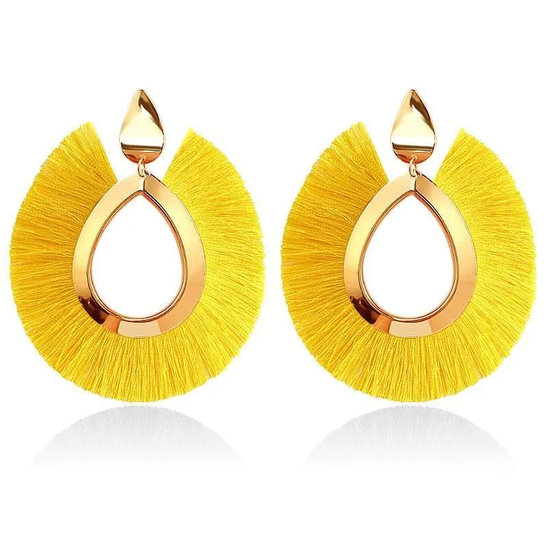 Bohemian Big Tassel Dangle Drop Earrings for Women Statement Wedding Red Fringe Female EarringsA