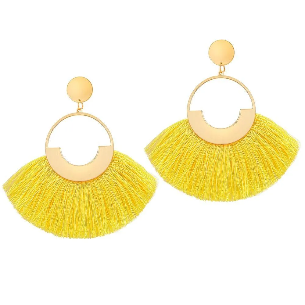 Bohemian Big Tassel Dangle Drop Earrings for Women Statement Wedding Red Fringe Female EarringsA