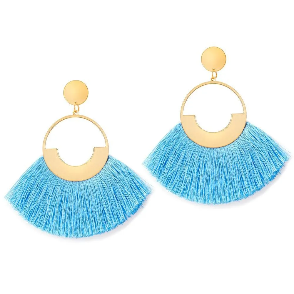 Bohemian Big Tassel Dangle Drop Earrings for Women Statement Wedding Red Fringe Female EarringsA