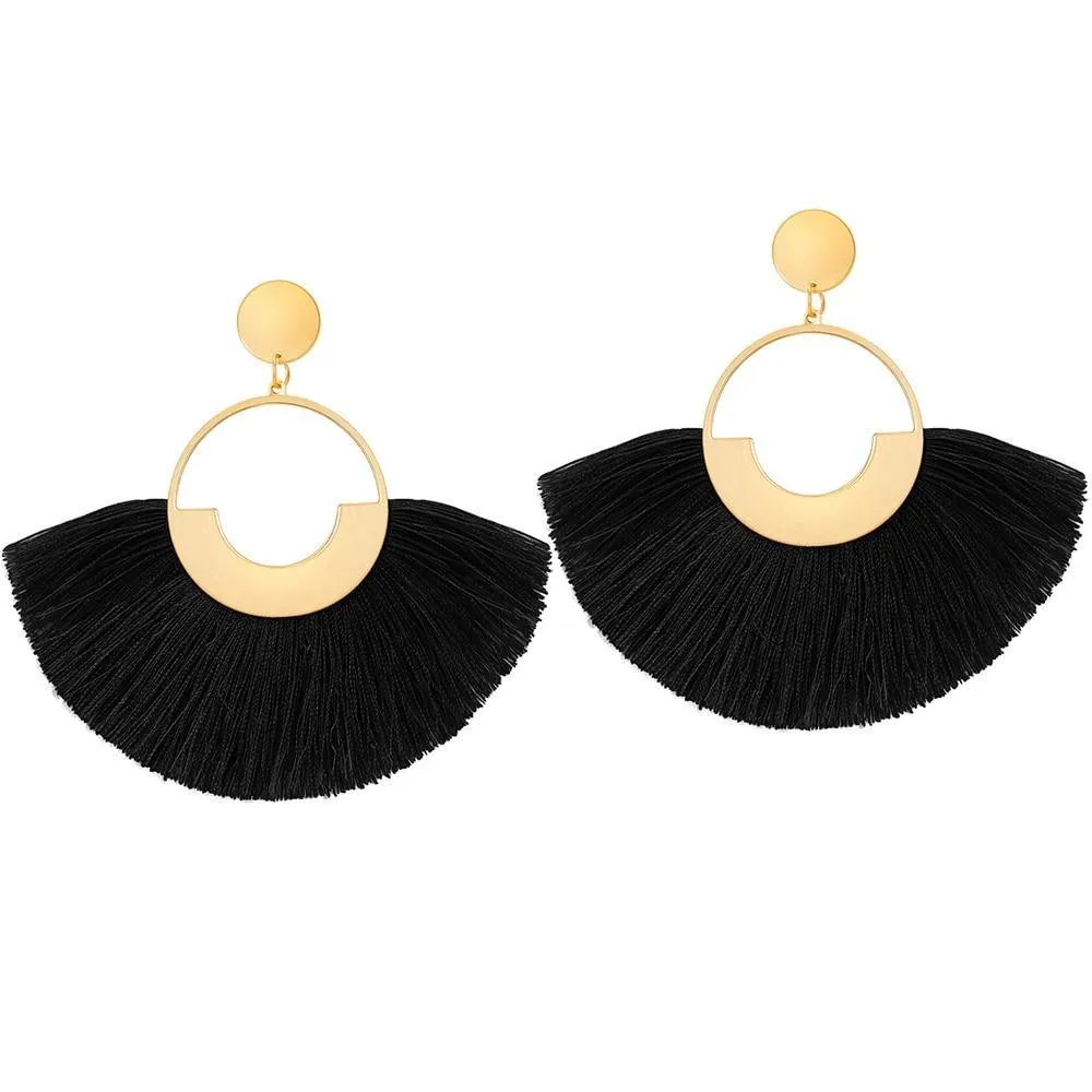 Bohemian Big Tassel Dangle Drop Earrings for Women Statement Wedding Red Fringe Female EarringsA