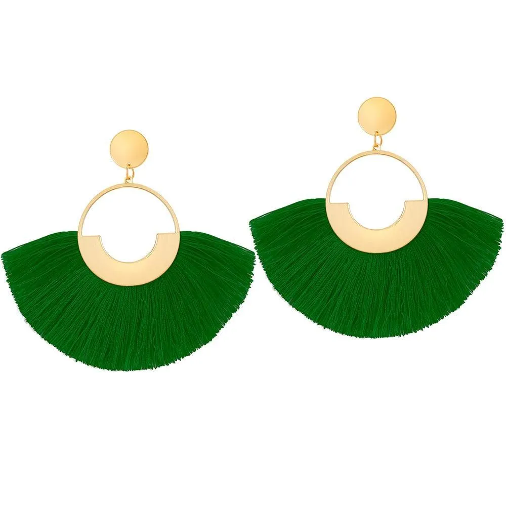 Bohemian Big Tassel Dangle Drop Earrings for Women Statement Wedding Red Fringe Female EarringsA