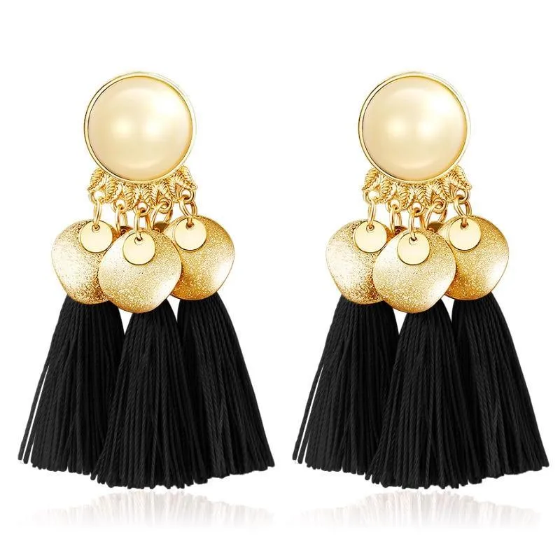 Bohemian Big Tassel Dangle Drop Earrings for Women Statement Wedding Red Fringe Female EarringsA