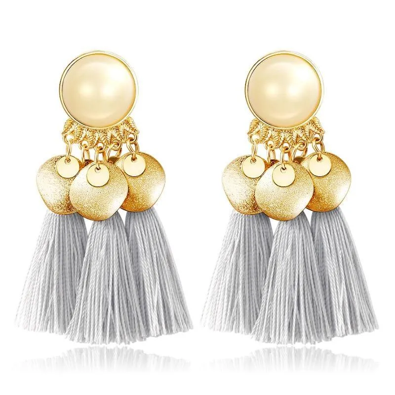 Bohemian Big Tassel Dangle Drop Earrings for Women Statement Wedding Red Fringe Female EarringsA