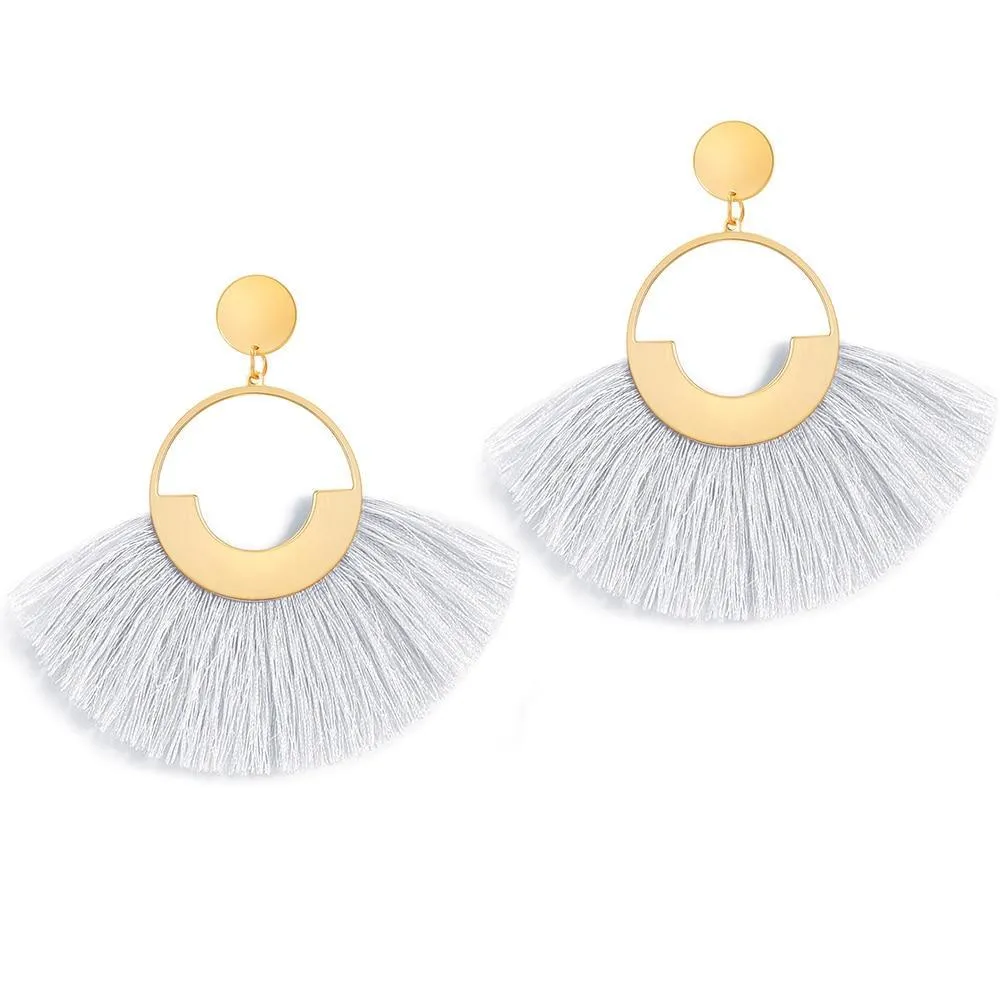 Bohemian Big Tassel Dangle Drop Earrings for Women Statement Wedding Red Fringe Female EarringsA