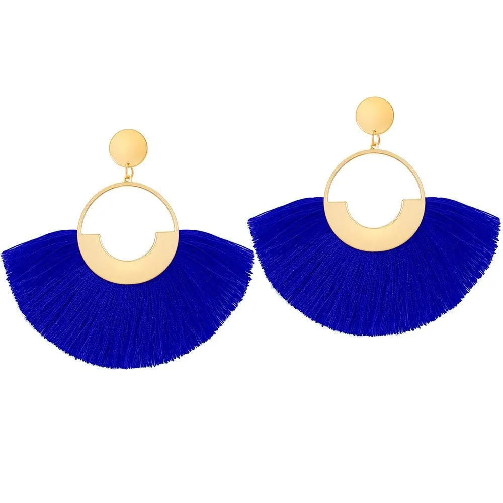 Bohemian Big Tassel Dangle Drop Earrings for Women Statement Wedding Red Fringe Female EarringsA