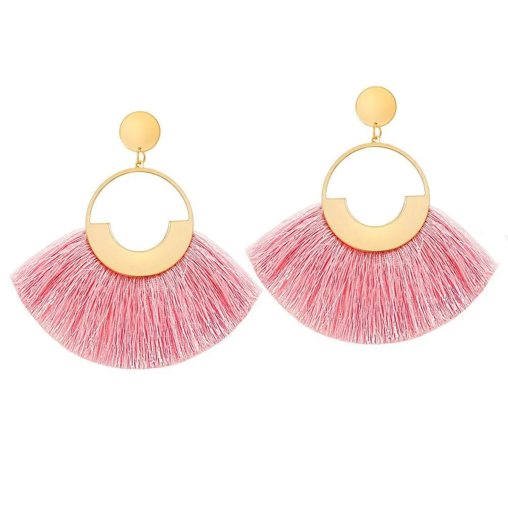 Bohemian Big Tassel Dangle Drop Earrings for Women Statement Wedding Red Fringe Female EarringsA