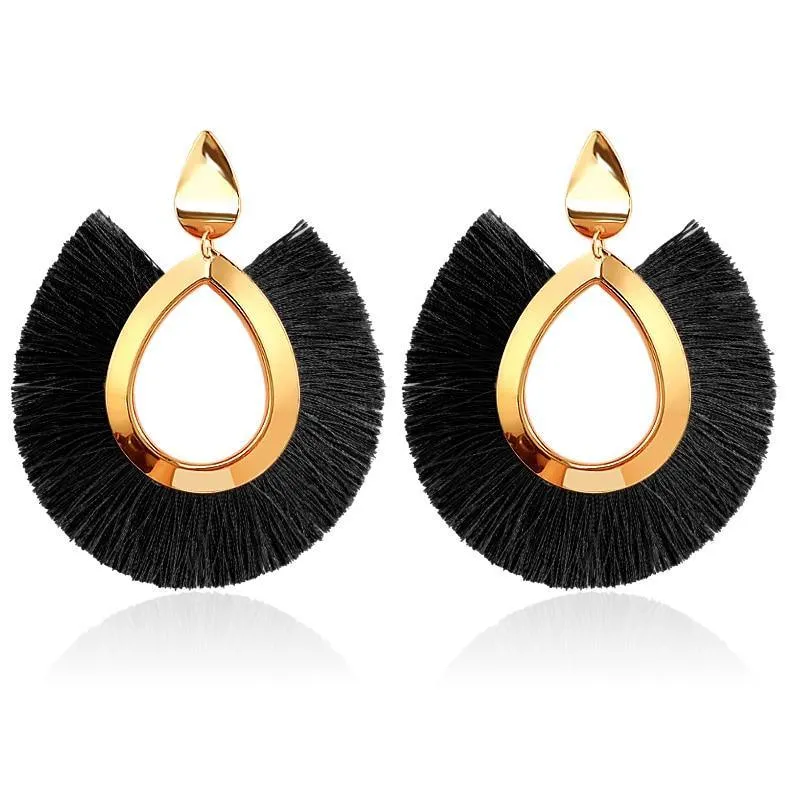 Bohemian Big Tassel Dangle Drop Earrings for Women Statement Wedding Red Fringe Female EarringsA