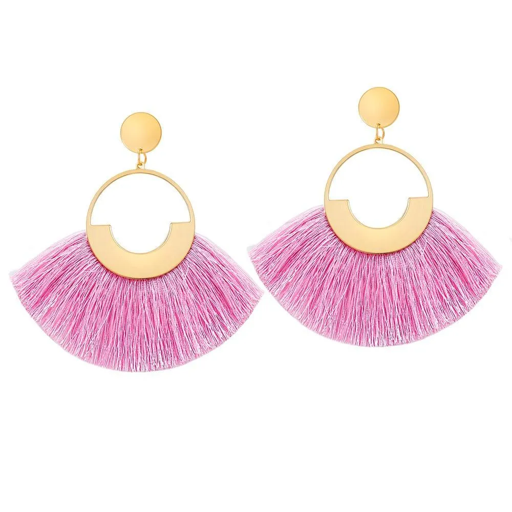 Bohemian Big Tassel Dangle Drop Earrings for Women Statement Wedding Red Fringe Female EarringsA