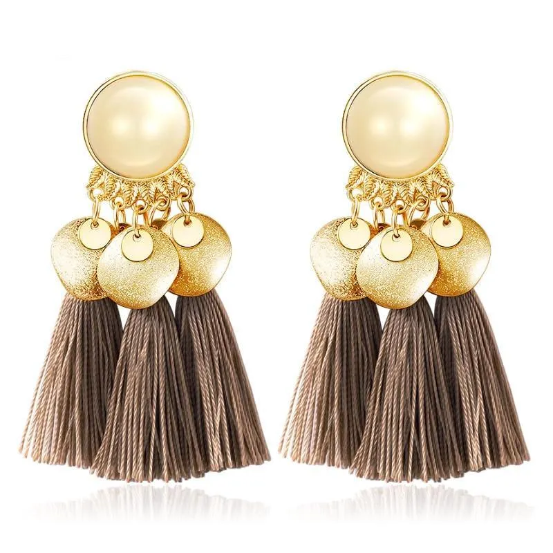 Bohemian Big Tassel Dangle Drop Earrings for Women Statement Wedding Red Fringe Female EarringsA