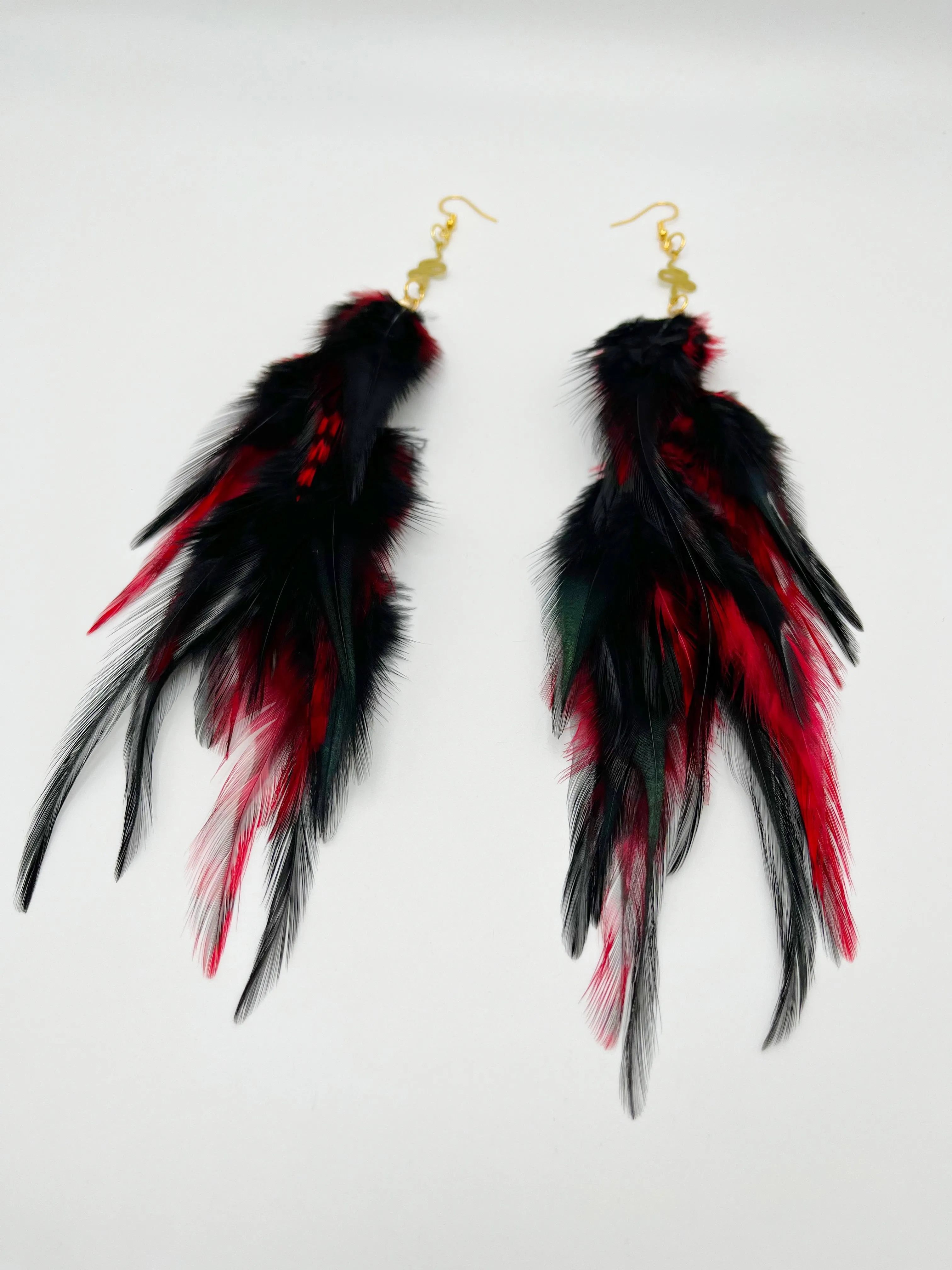 Boho Chic Long Fluffy Feather Earrings - Snake Charmer