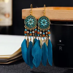 Boho Long Feather Earrings