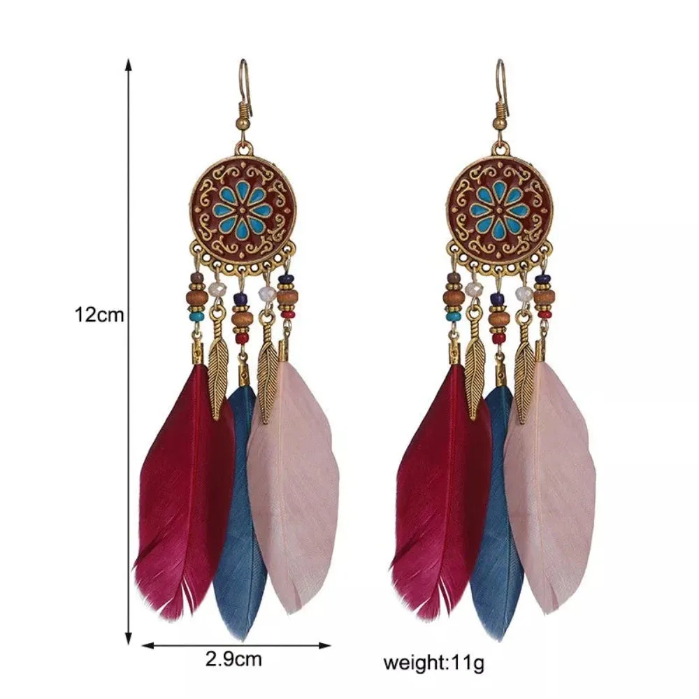 Boho Long Feather Earrings