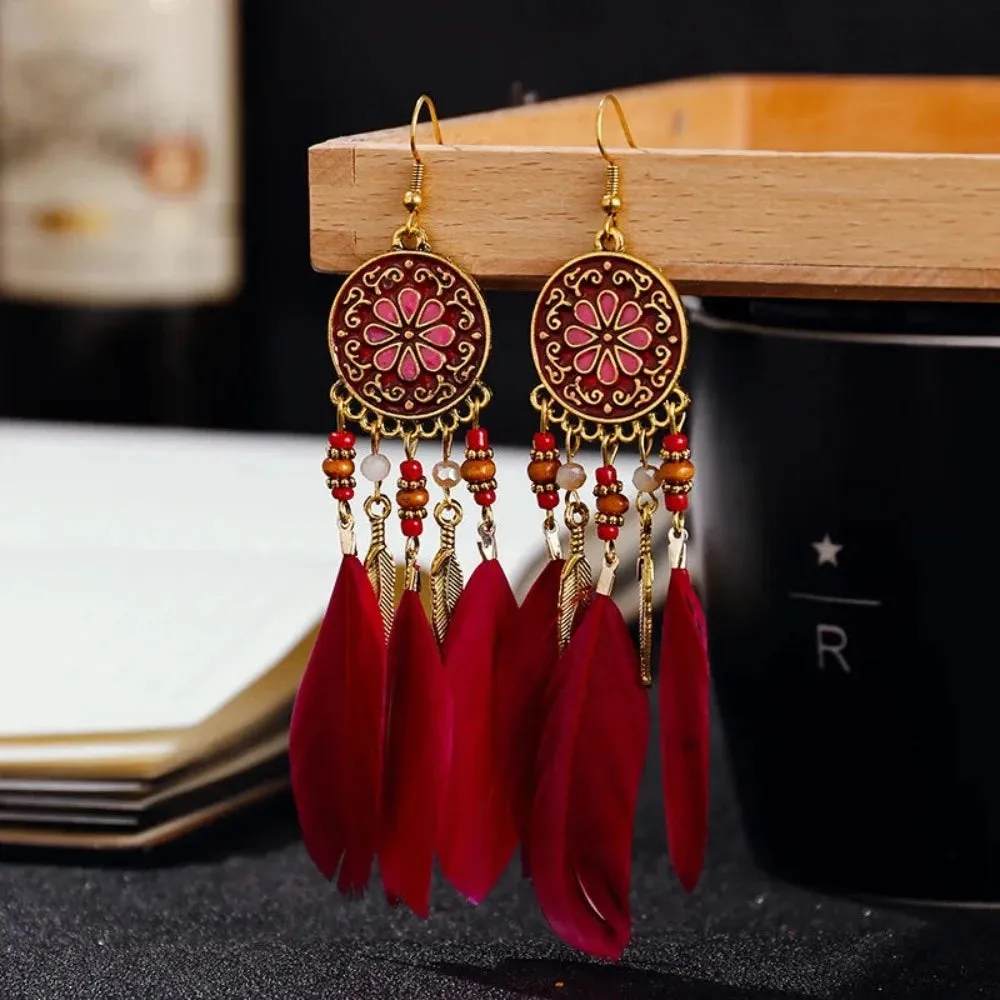 Boho Long Feather Earrings