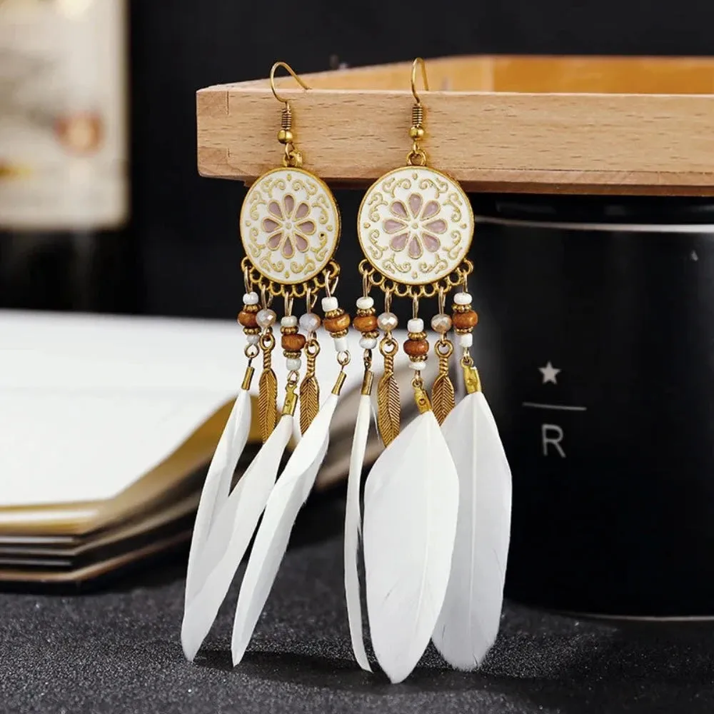 Boho Long Feather Earrings
