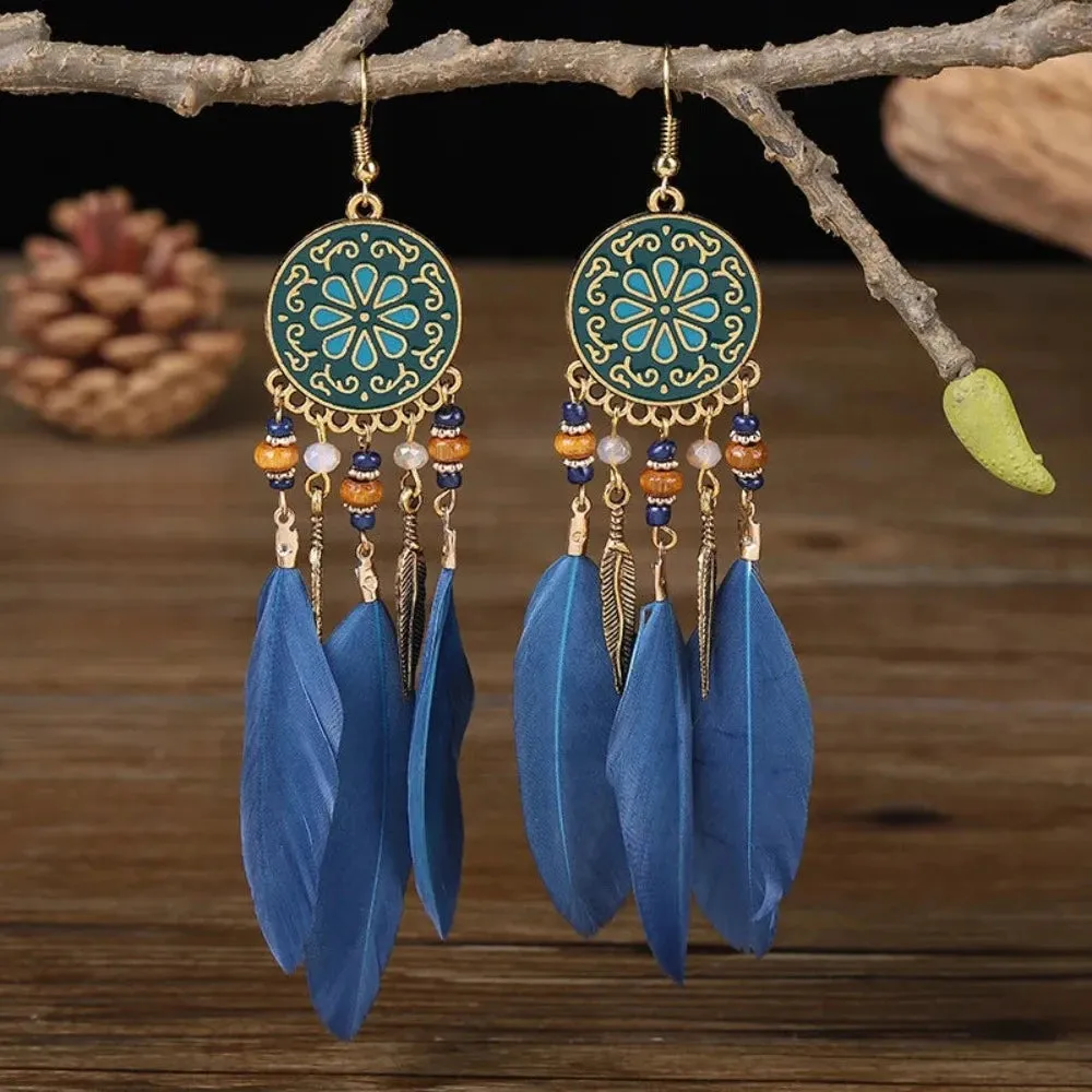 Boho Long Feather Earrings