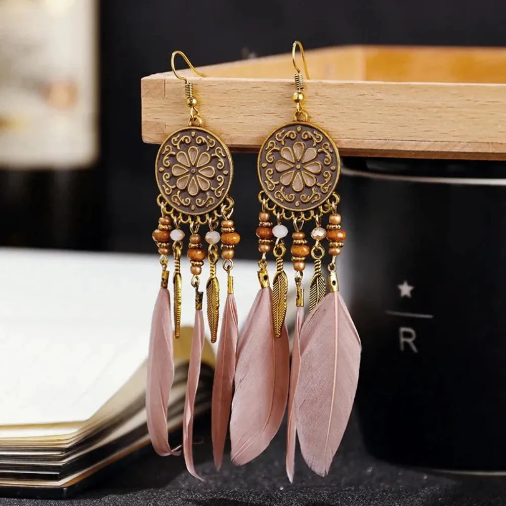 Boho Long Feather Earrings